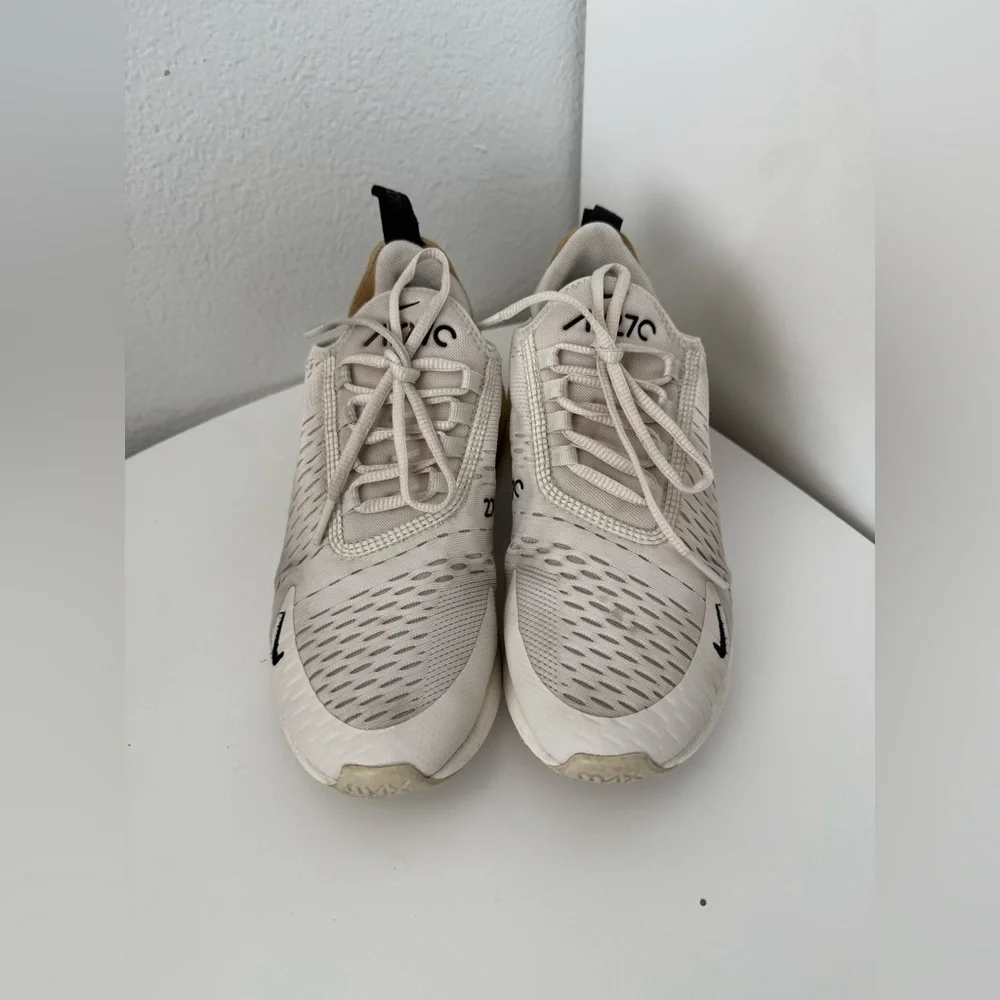 Nike Air Max 270 White and Gold Sneakers size 8